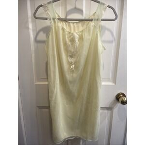 VTG 60's Shadowline Lace & Chiffon babydoll nightgown  Lingerie Yellow Mod Med